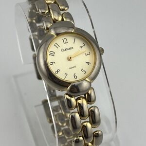 Carriage Watch Women 25mm Gold Case 7" Band-‎ New Battery